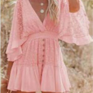 Elegant Pink Lace Dress